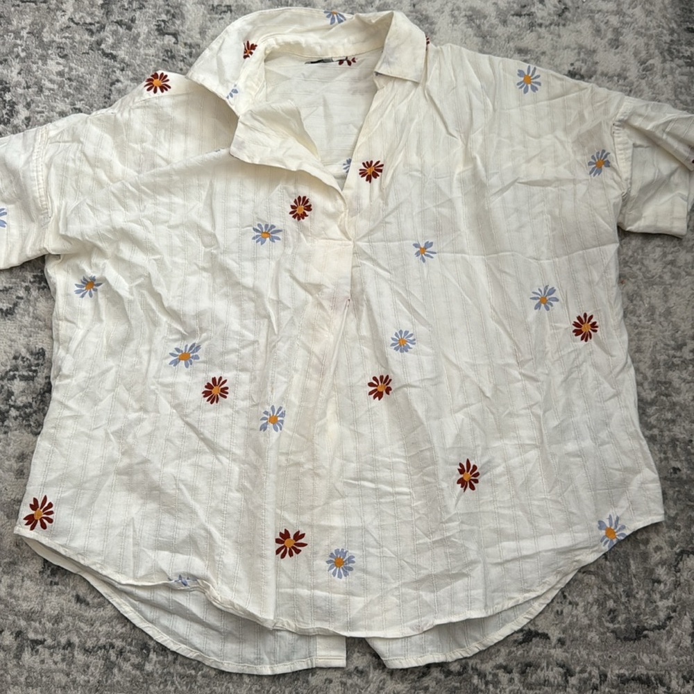Madewell Daisy Printed Courier Button-Back Shirt in Stripe - Picture 5 of 5